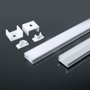 Profilo in Alluminio Colore Silver per Strip LED (Max led: 12,4mm) Copertura Satinata 2000 x 16,8 x 6,9 mm