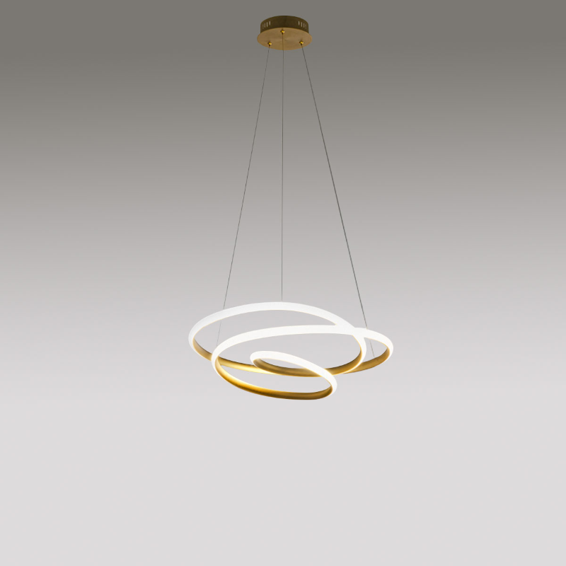 Sospensione in alluminio oro. 42W LED.