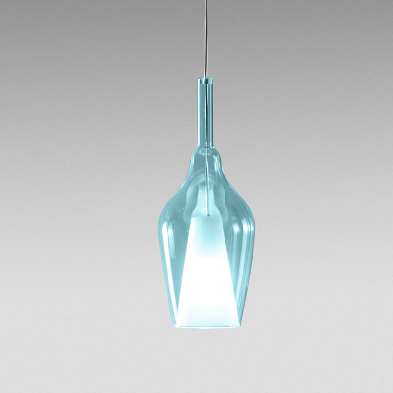Sosp.Vetro blu.trasp. cavo 3m 1xE27.