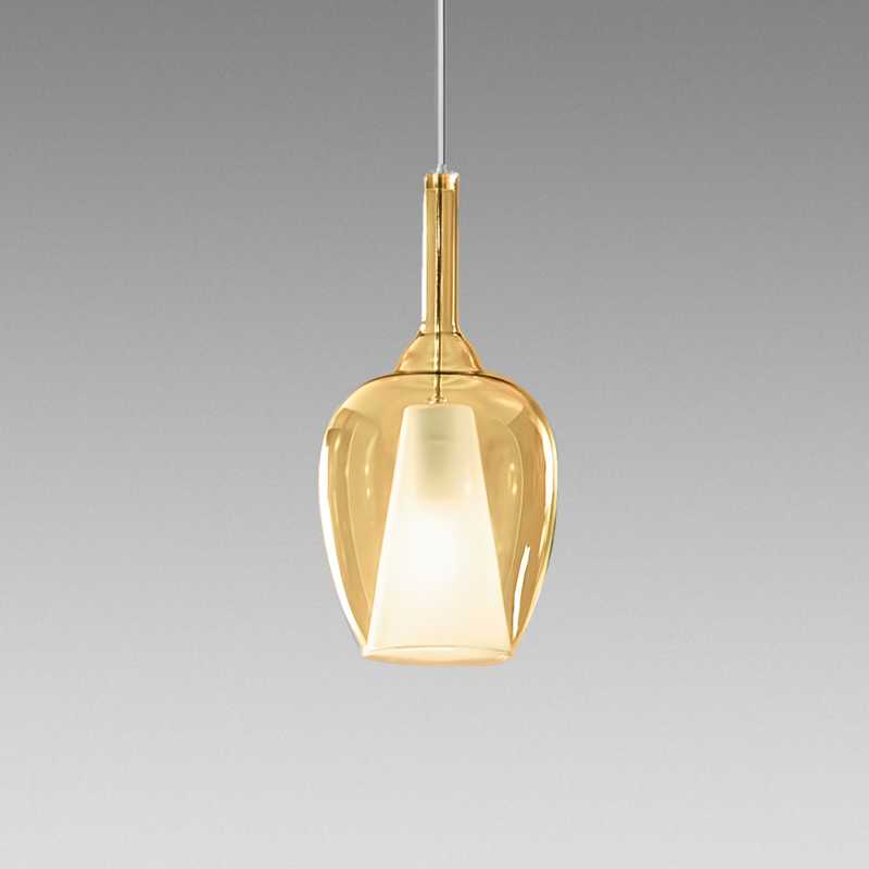 Sosp.Vetro ambra trasp. cavo 3m 1xE27